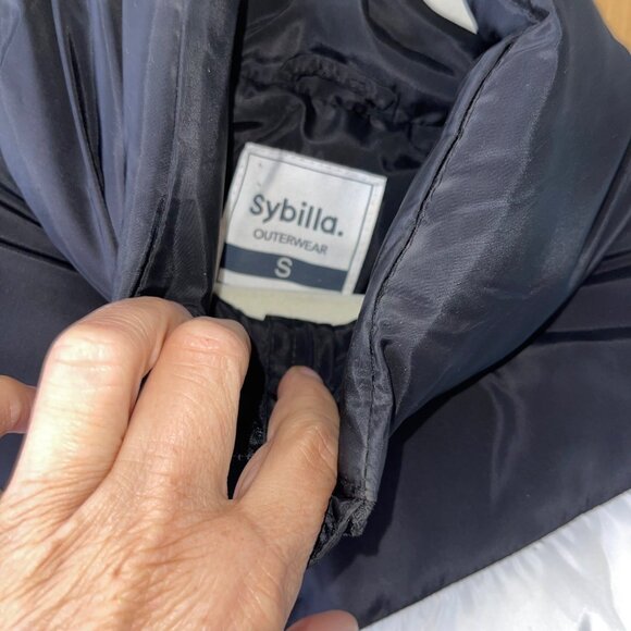 Sybilla Womens  Jacket Size Small Black Color Block Puffer Pockets Full Zip - Picture 4 of 8